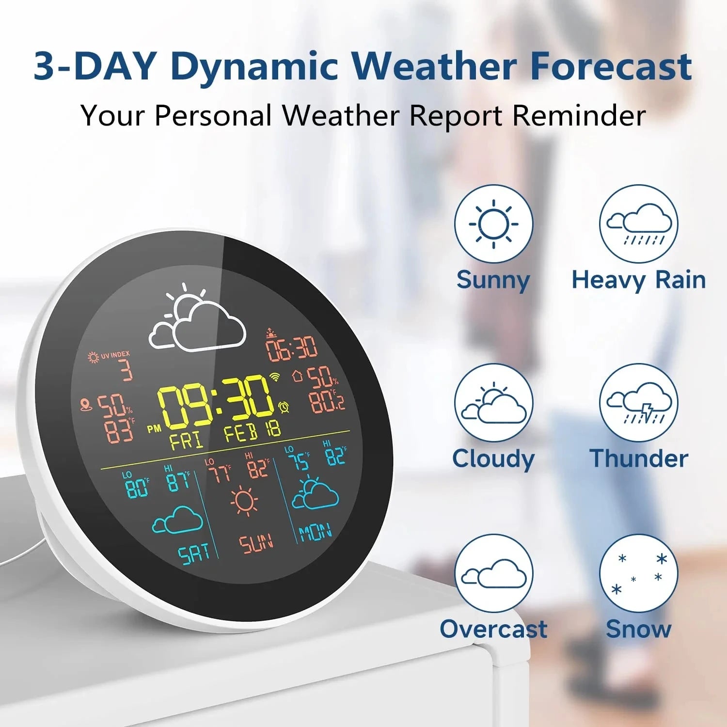 Tuya WiFi Weather Clock 3 Day Forecast Smart Thermometer Hygrometer Tuya WiFi Weather Clock 3 Day Forecast Smart Thermometer Hygrometer