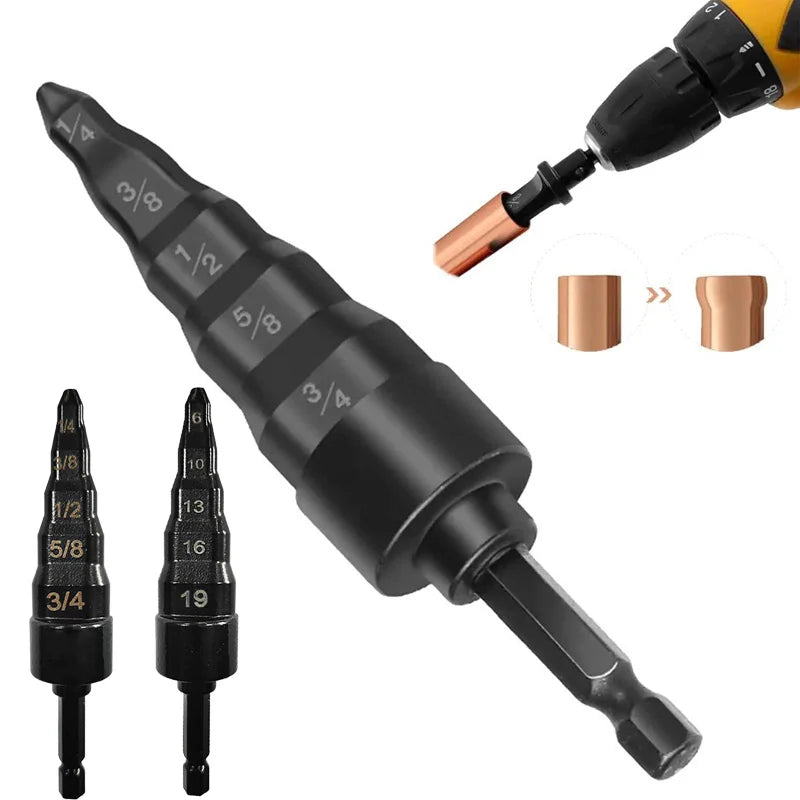 5 In 1 HVAC Repair Tool: Air Conditioner Copper Pipe Expander Swaging Drill Bit Set for Soft Copper Tubing