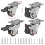 4Pcs Furniture Castors Universal Swivel Casters with Safety Brake Silent Trolley Wheels