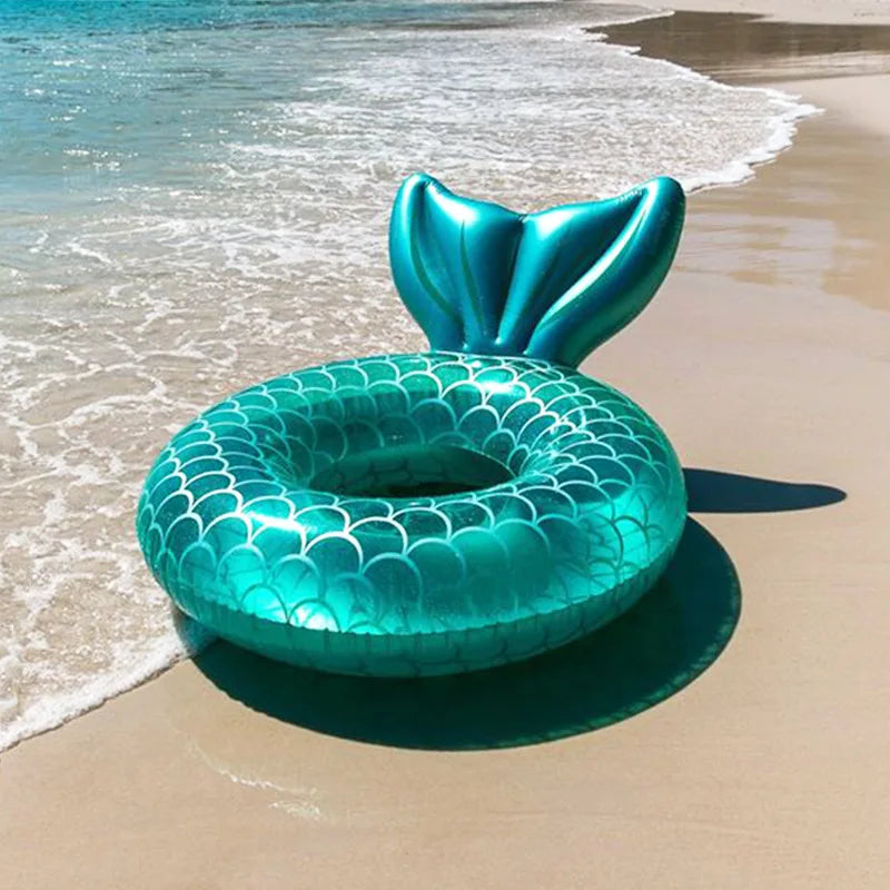 Anillo inflable de sirena con respaldo, flotador para piscina para adultos, adolescentes y niños, tubo para juegos acuáticos, colchoneta para nadar y juguetes para piscina.
