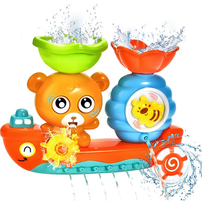 Bear Waterfall Bath Toy with Suction Cups for Toddlers (Ages 0-6)