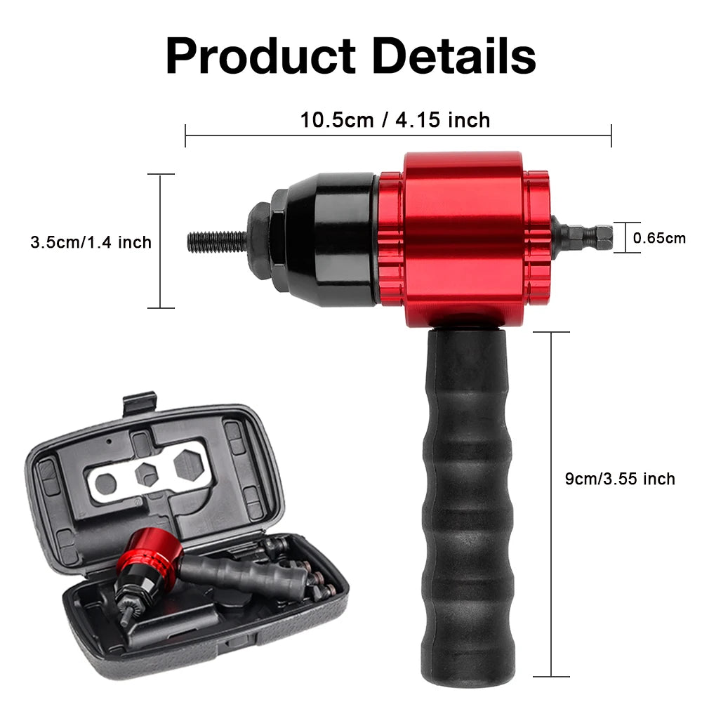 Convertidor de Pistola de Remaches Eléctrica de Grado Industrial para Bricolaje para Remachado de Tuercas M3 M4 M5 M6 M8