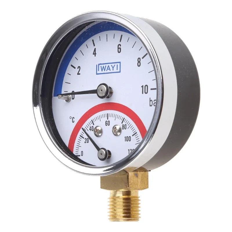 Kompaktes Thermo-Manometer: 0-10 Bar, 0-120¡æ Kesseldruckanzeige