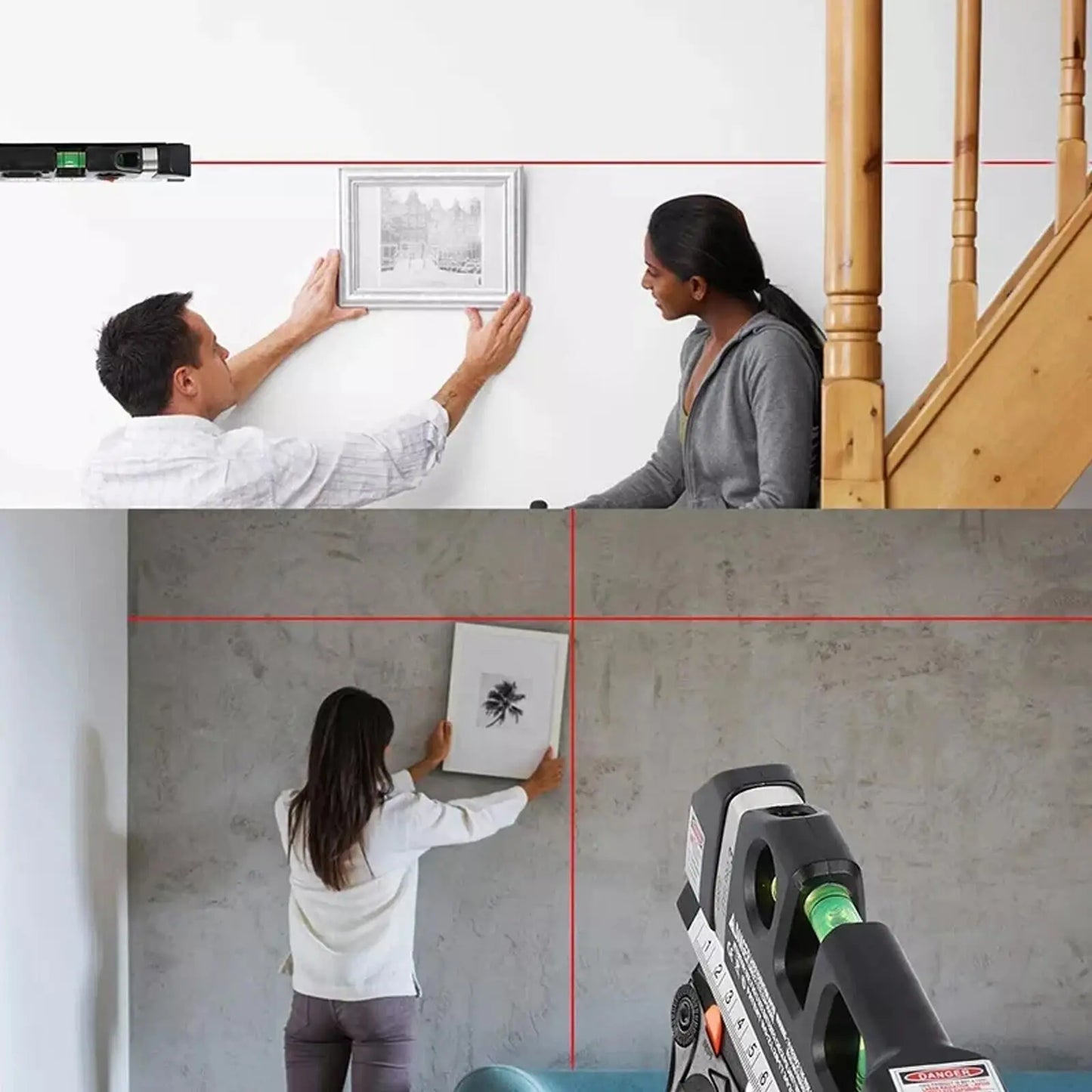 Multipurpose Line Laser Leveler Tool with Measure Tape and Rulers