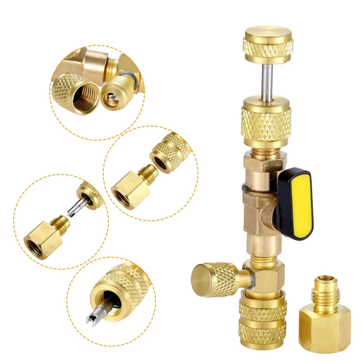 HVAC Valve Core Remover Installer Tool: R410A/R22 Schrader Valve Core Removal for 1/4" & 5/16" Dual Size Port