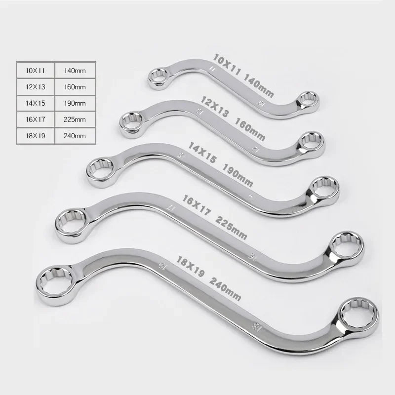 Llave Allen de Doble Extremo Tipo S 140-240MM Llave de Anillo Combinada Herramientas de Reparación de Placa de Ciruela Curvada