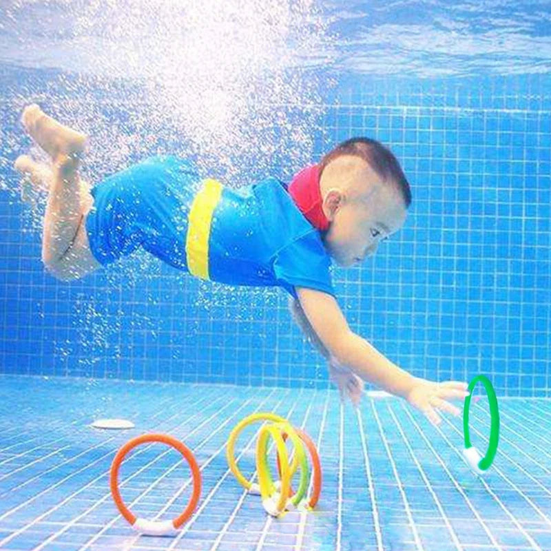8 Pcs Underwater Swimming Pool Diving Toys Set – Rings & Torpedo Bandits