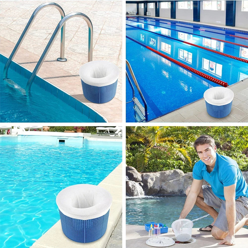 Reusable Pool Skimmer Socks, Ultra-Fine Nylon Mesh Filter Savers for Debris, Leaves, and Hair, Fits In-Ground and Above-Ground Pool Baskets