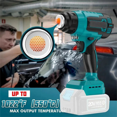 500W Electric Heat Gun for Makita 18V Battery Cordless Handheld Rechargable Hot Air Gun with 3Nozzles Industrial Home Hair Dryer