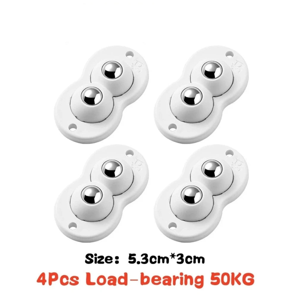 4Pcs Furniture Casters Wheels Heavy Duty Ball Pulley Self Adhesive Stainless Steel 360° Rotation Universal Wheel Load 20/200Kg