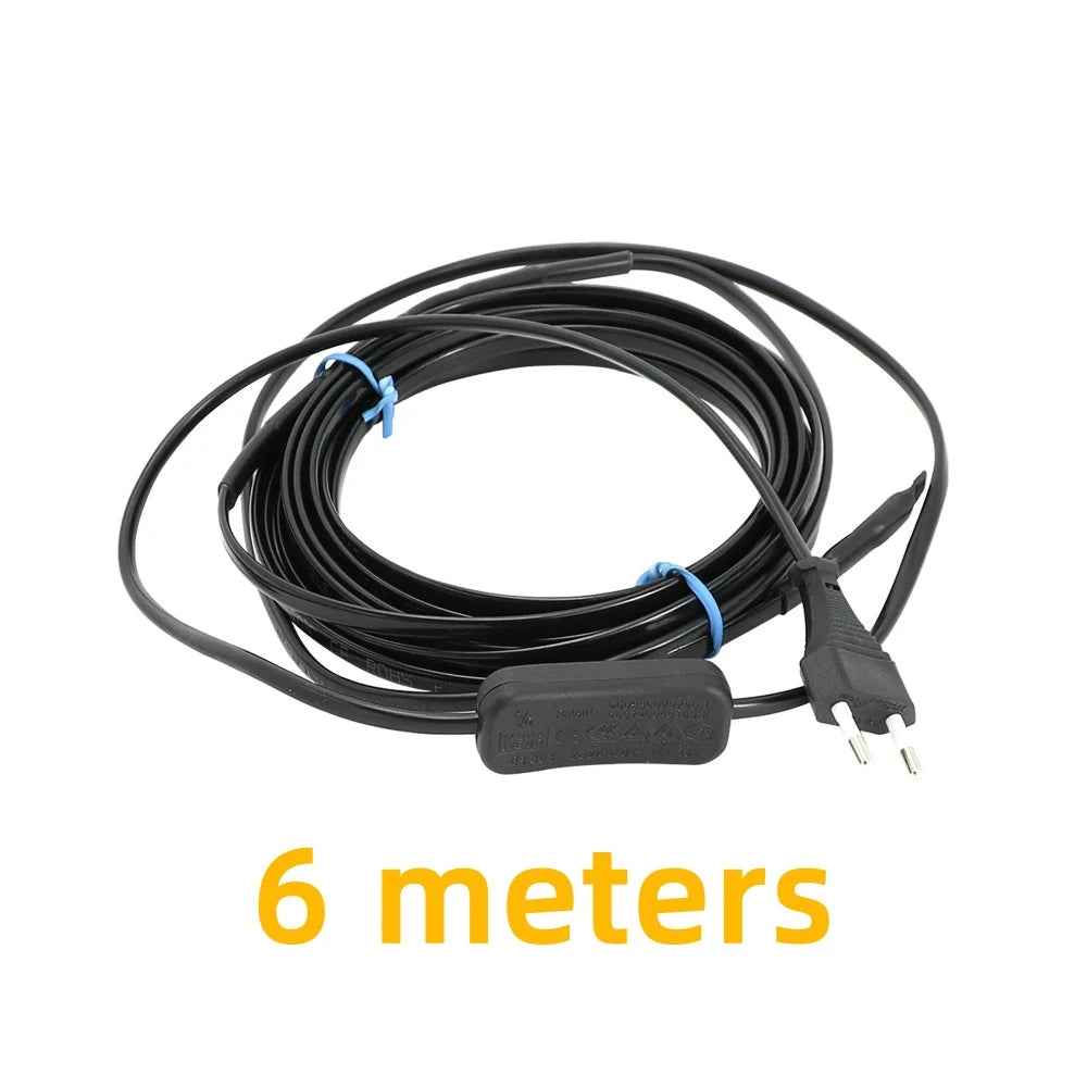 Self Regulating Heating Cable 20W/m  AC220~240V, 50/60Hz With Switch EU Plug for Water pipe Freeze Protection
