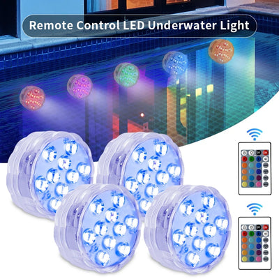 10Leds RGB LED Underwater Light Submersible Night Lamp Battery Party Lighting