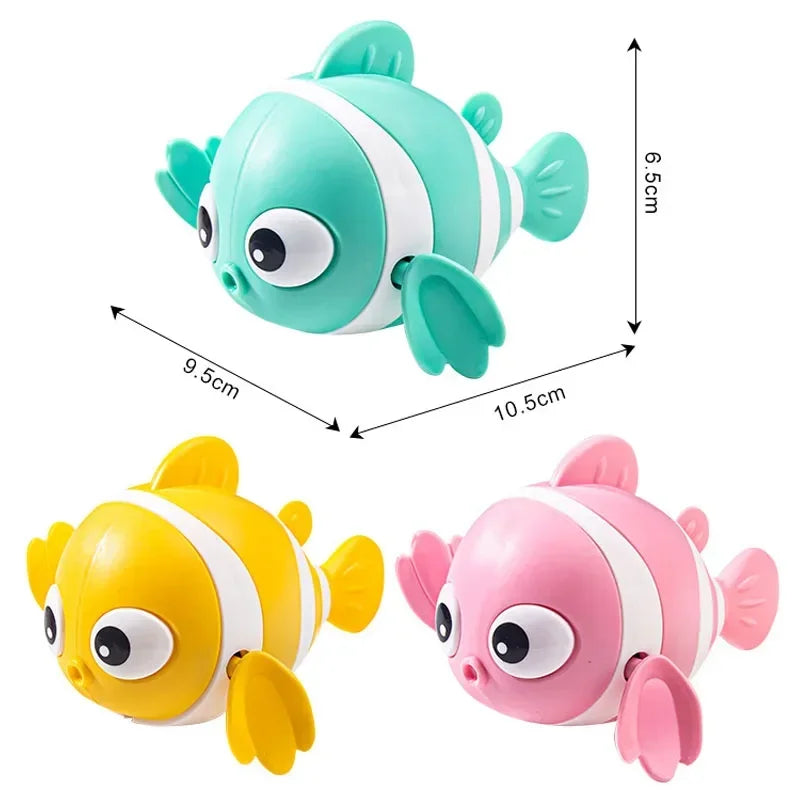 Cute Clownfish Clockwork Bath Toy for Toddlers (0-6 Years), Unisex Plastic PP Swimming Water Toy