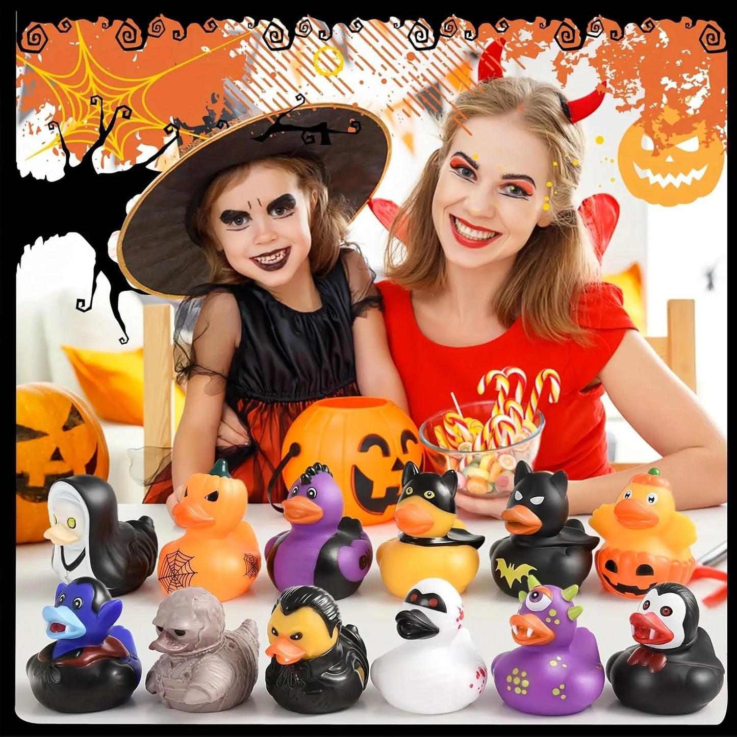 Halloween Rubber Ducks in Bulk Duckies Car Decoration for Trick or Treat Party gifts