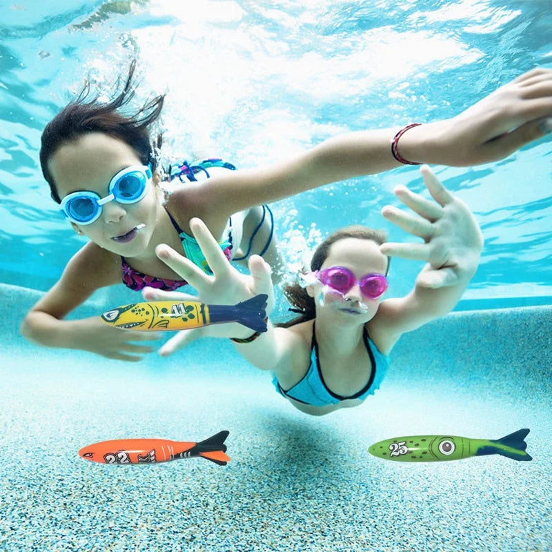 8 Pcs Underwater Swimming Pool Diving Toys Set – Rings & Torpedo Bandits