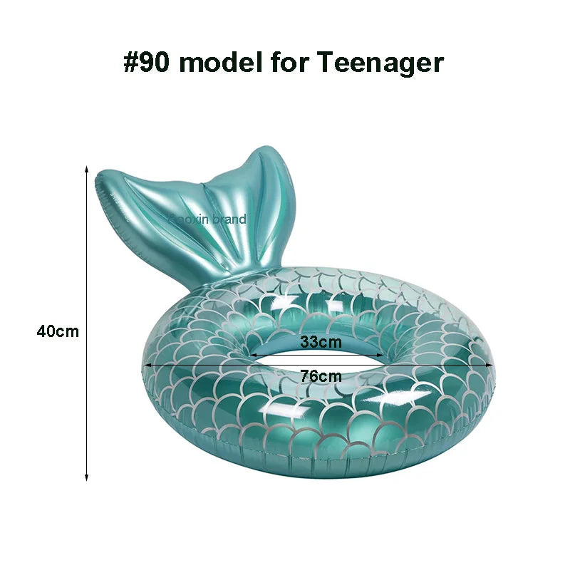 Anillo inflable de sirena con respaldo, flotador para piscina para adultos, adolescentes y niños, tubo para juegos acuáticos, colchoneta para nadar y juguetes para piscina.