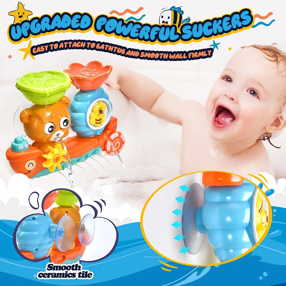 Jouet de bain cascade ours avec ventouses pour tout-petits (0 à 6 ans)