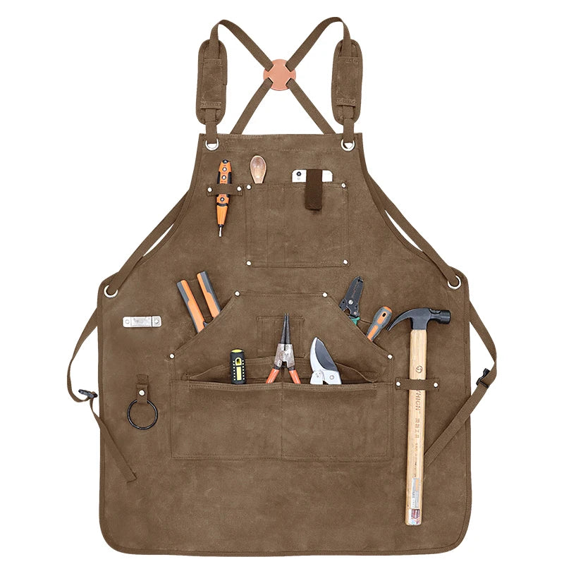 Thick Canvas Apron: Waterproof and Oil-Resistant Workwear for Repairs