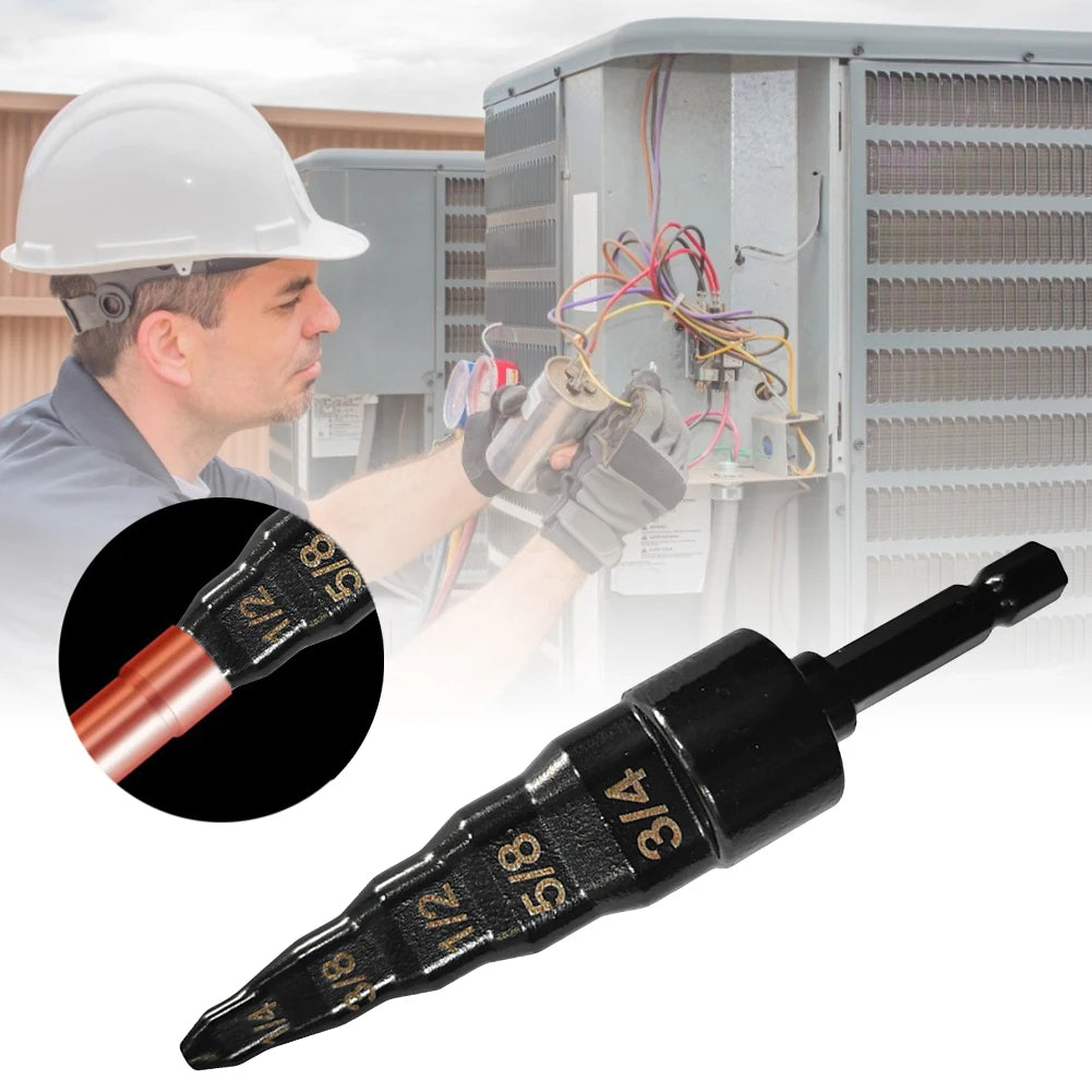5 In 1 HVAC Repair Tool: Air Conditioner Copper Pipe Expander Swaging Drill Bit Set for Soft Copper Tubing