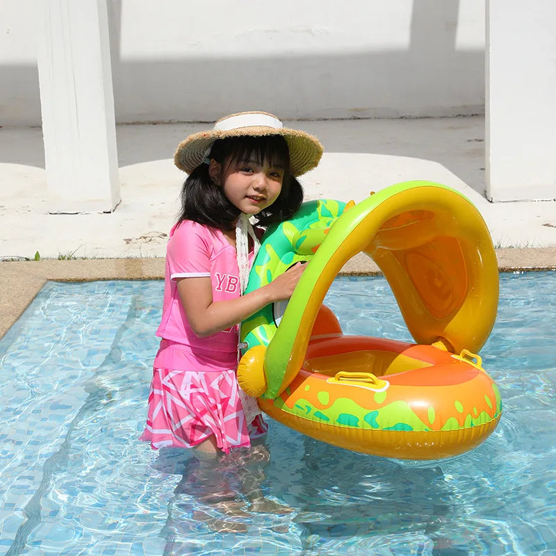 Infant Inflatable Swimming Float Seat with Sunshade