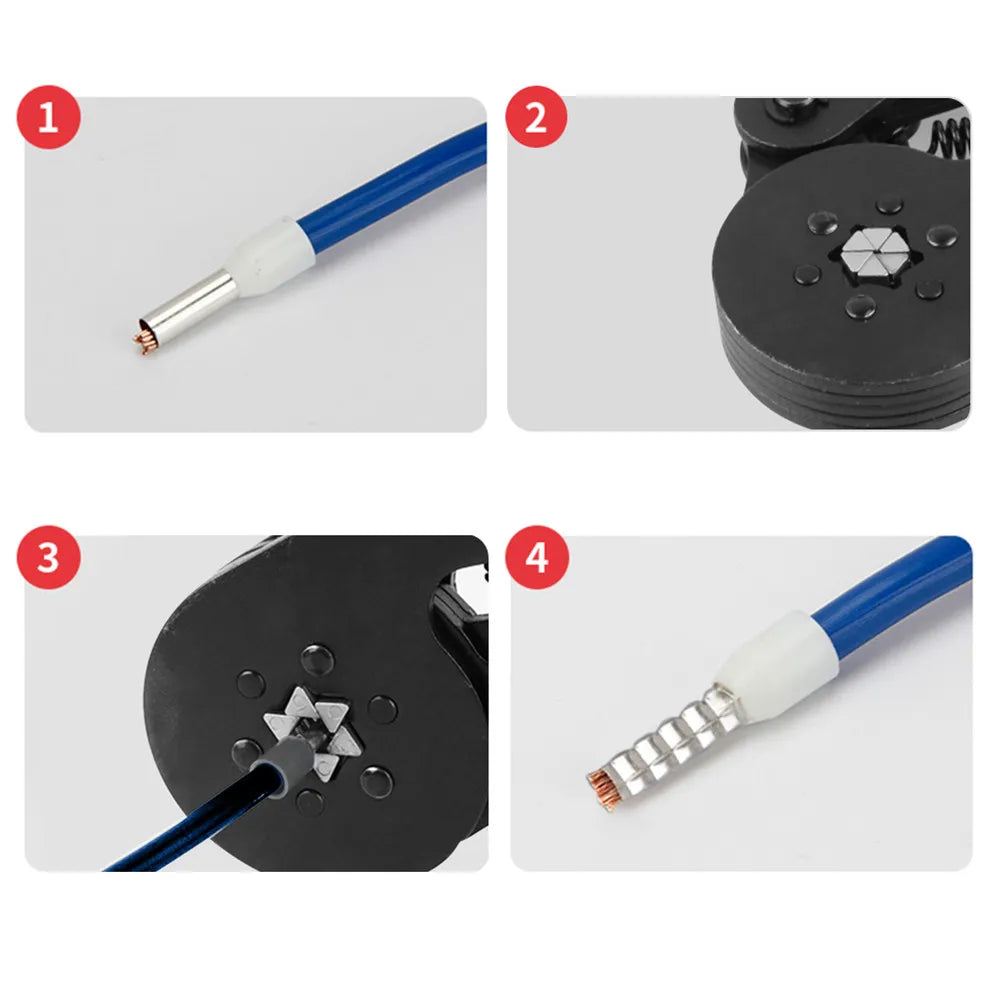Ferrule Crimping Tool Kit with HSC8 6-6A/6-4A Pliers for Tubular Terminals 0.25-10 mm²