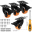 4Pcs Furniture Castors Universal Swivel Casters with Safety Brake Silent Trolley Wheels