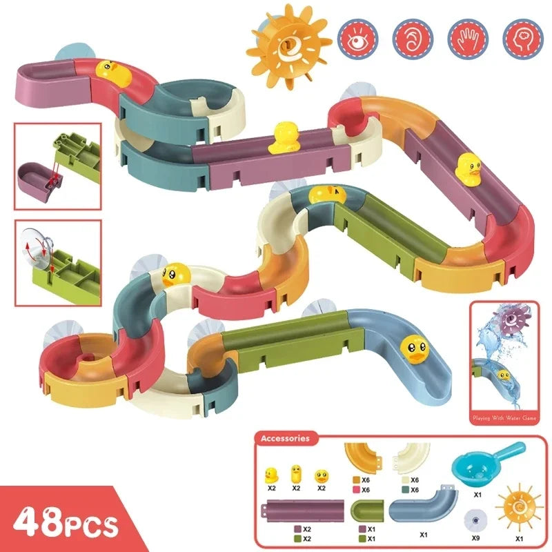 DIY Track Slide Suction Cup Bath Toy Set for Kids