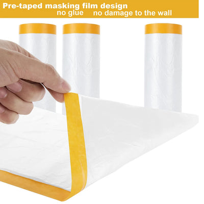 Pre-Taped Masking Film Plastic Painting Drop Cloth Sheeting Roll for Automotive Painting Furniture Dust-proof Protection