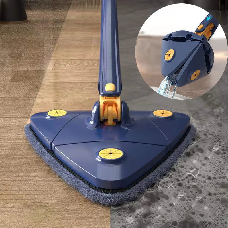360° Rotatable Triangle Mop - Telescopic, Squeeze Wringing, Deep Cleaning for Ceiling & Wall