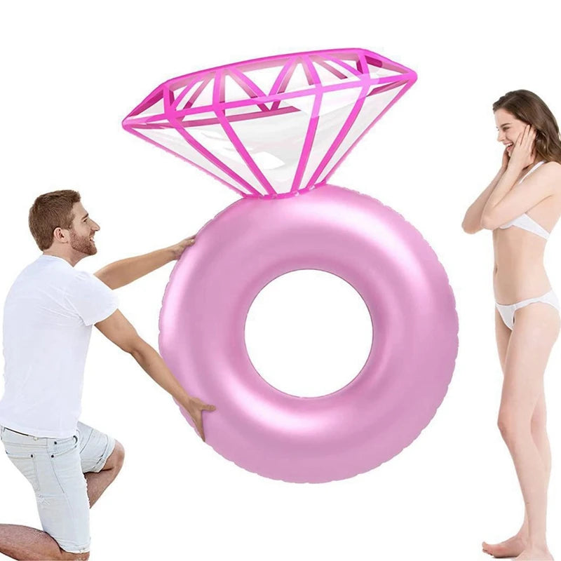 Aufblasbarer Diamantring-Pool-Float, Hochzeits-Junggesellinnenabschied-Schwimmring, Strand-Wassersitz-Spielzeug für Erwachsene