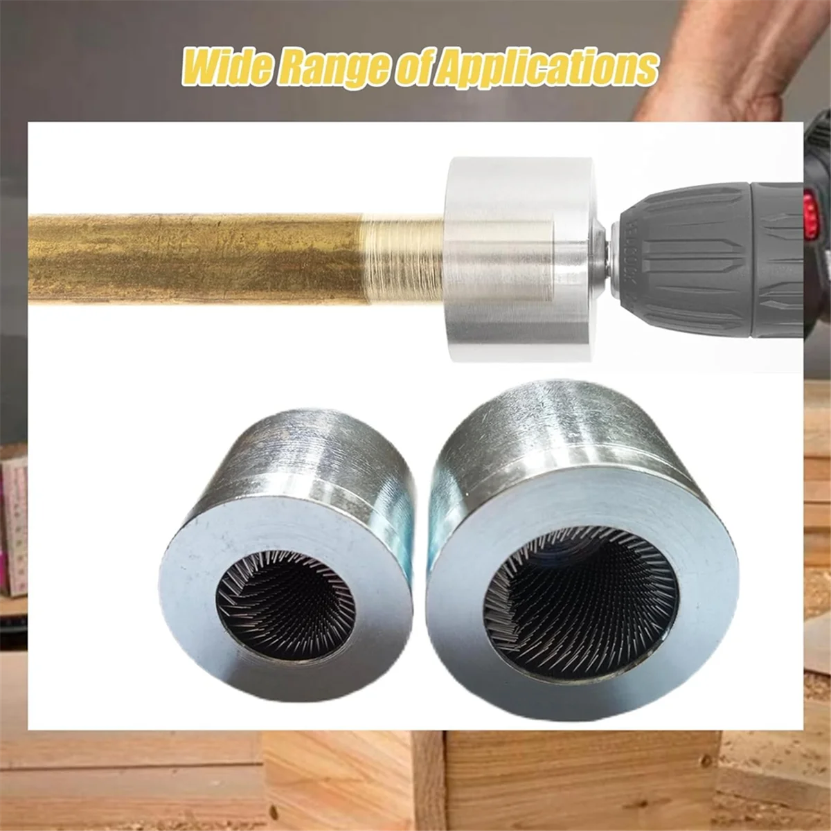 2er-Pack Reinigungsbürsten für Kupferrohre, Vollmetall-Reinigungsbürste für HVAC-Rohre für Bohrmaschinen mit 1/4-Zoll-Schaft (1/2 Zoll und 3/4 Zoll)