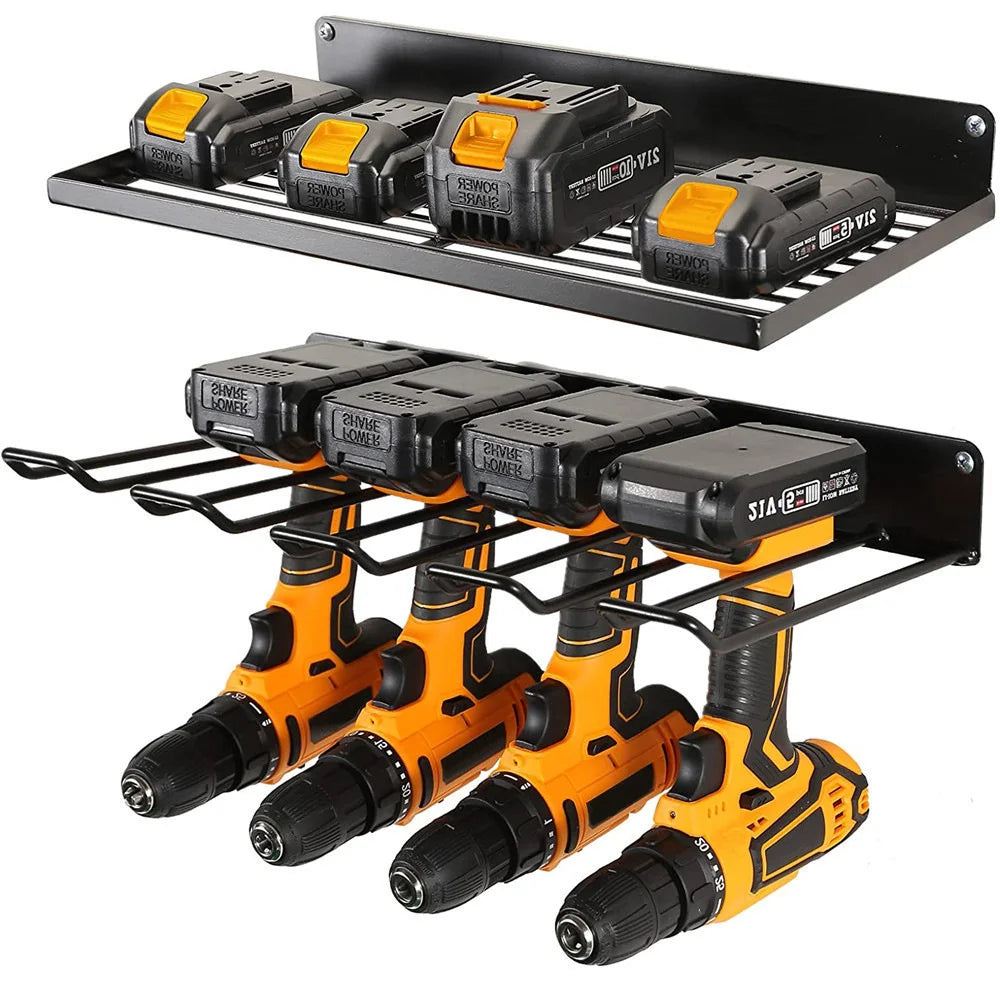 Porte-outils mural robuste pour outils électriques en pack de 2, ensemble de rangement mural pour perceuse et tournevis, pour atelier/garage