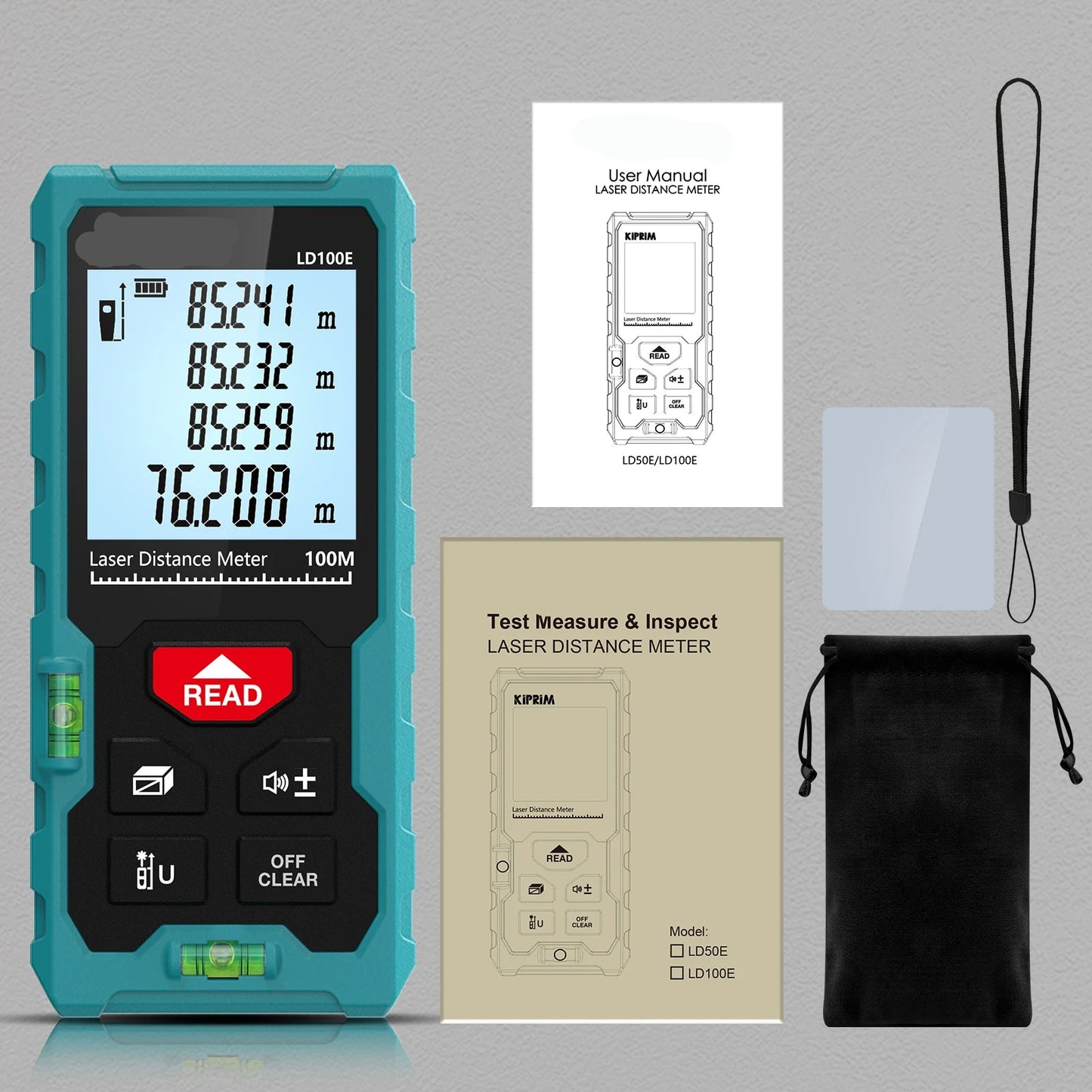 Miniaturowy dalmierz laserowy, 229 stóp/70 m, precyzyjne narzędzie pomiarowe laserowe z podświetlanym wyświetlaczem LCD, asferyczne soczewki optyczne, zasilane bateryjnie