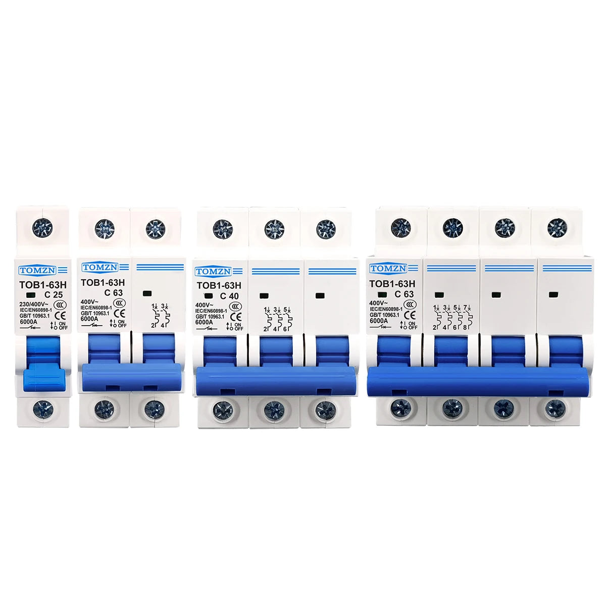 MCB Curva C 230/400V~ 50HZ/60HZ Interruttore Automatico Mini 1P 2P 3P 4P 3A 6A 10A 16A 20A 25A 32A 40A 50A 63A