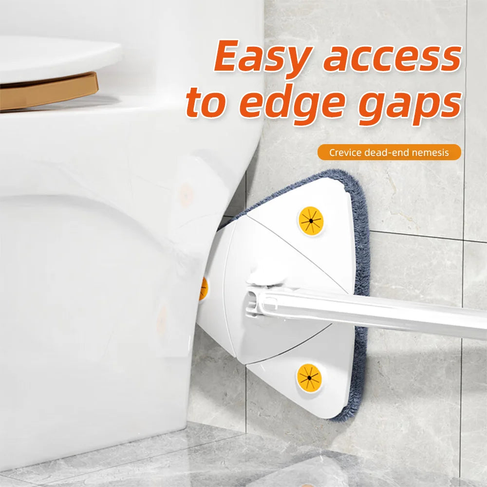 360° Rotatable Triangle Mop - Telescopic, Squeeze Wringing, Deep Cleaning for Ceiling & Wall