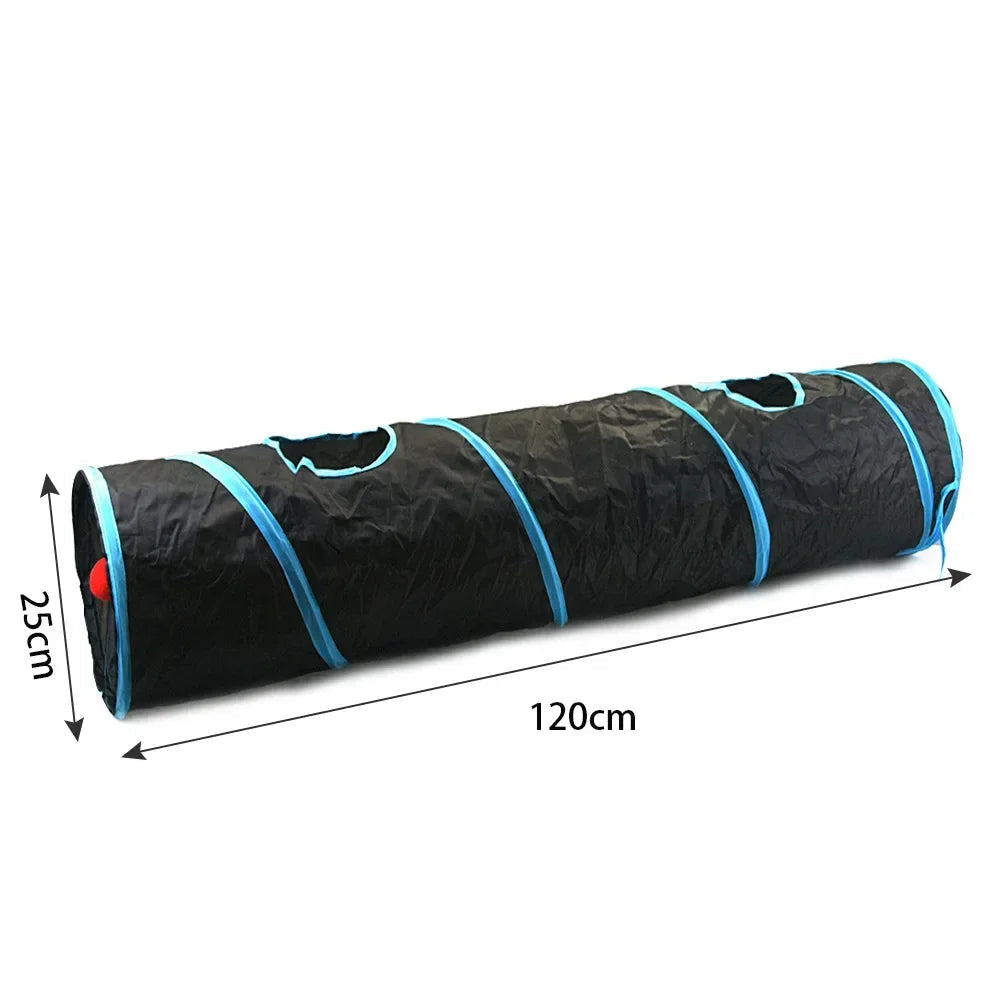 Tunnel en plastique non électrique pour chats d'intérieur - Tube de jeu pliable avec judas