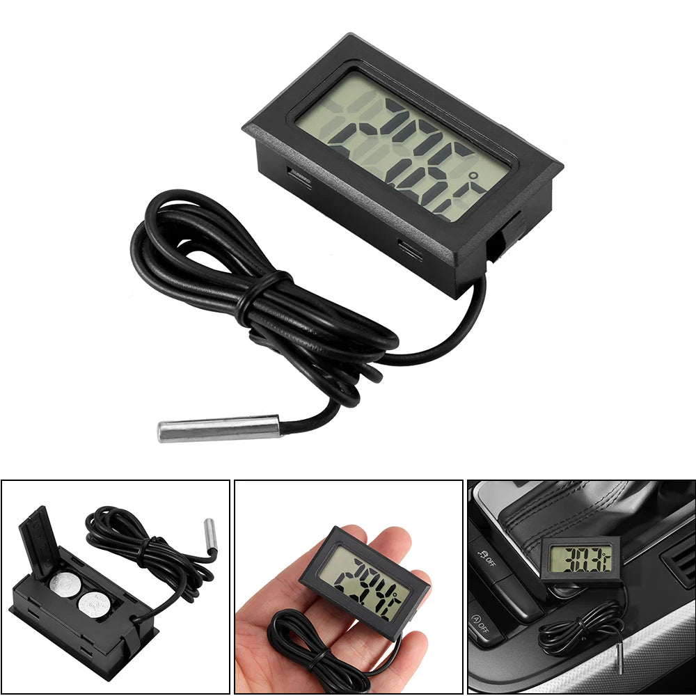 Mini thermomètre numérique LCD avec sonde étanche, de -50 °C à 110 °C, pour aquarium, voiture, bain-marie, testeur de température avec capteur intégré