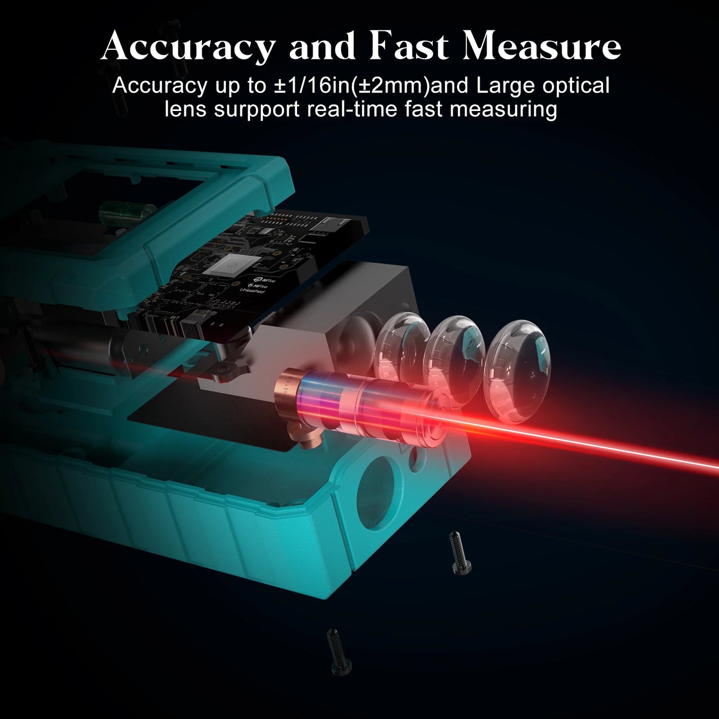 Miniaturowy dalmierz laserowy, 229 stóp/70 m, precyzyjne narzędzie pomiarowe laserowe z podświetlanym wyświetlaczem LCD, asferyczne soczewki optyczne, zasilane bateryjnie