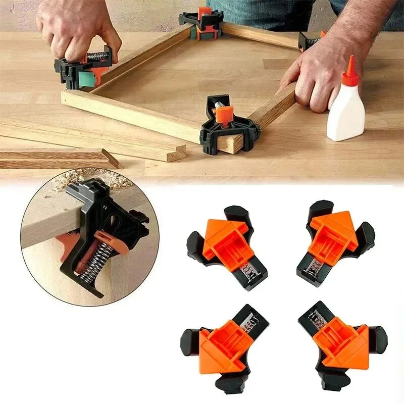 Verstellbare 90°-Winkelklemmen für Holzbearbeitungsprojekte und Bilderrahmen – 4 Stück Winkelklemmenhalter für die Holzbearbeitung