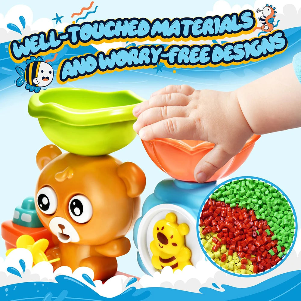 Jouet de bain cascade ours avec ventouses pour tout-petits (0 à 6 ans)