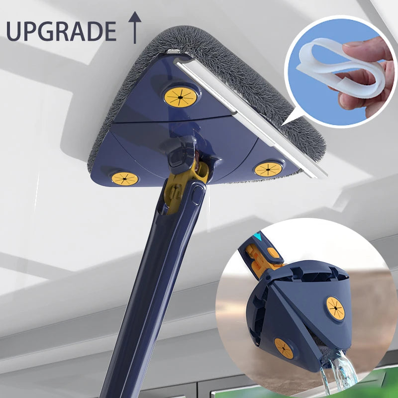 360° Rotatable Triangle Mop - Telescopic, Squeeze Wringing, Deep Cleaning for Ceiling & Wall