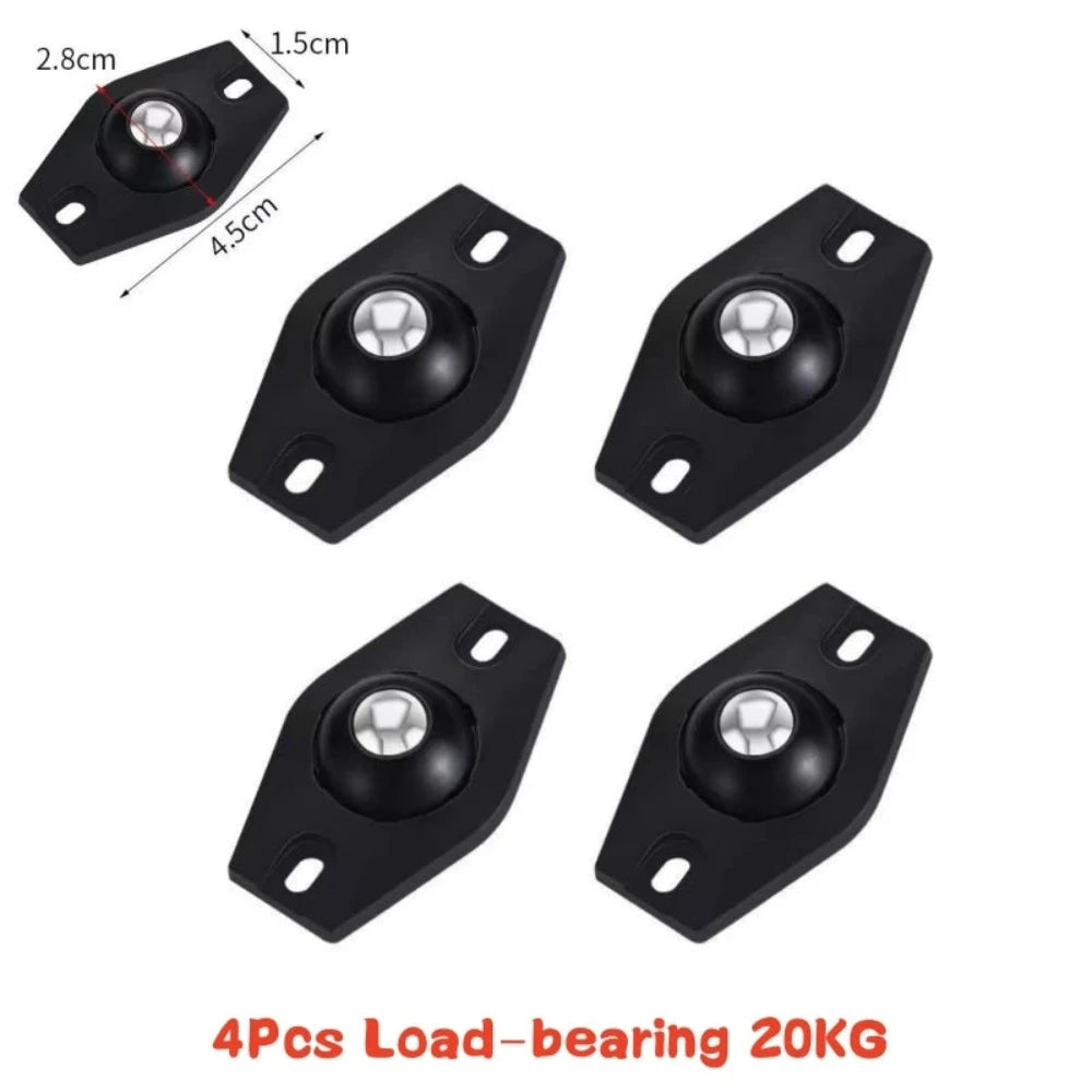 4Pcs Furniture Casters Wheels Heavy Duty Ball Pulley Self Adhesive Stainless Steel 360° Rotation Universal Wheel Load 20/200Kg