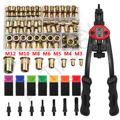 Rivet Nut Assortment Kit ¨C M3-M12 Flat Head Carbon Steel Rivnuts