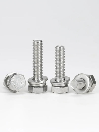 M4 M5 M6 M8 M10 M12 304 Stainless Steel Chamfered Outer Hexagonal Screw Three Combination Screw With Gasket Bolt