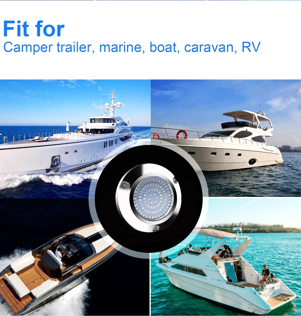 120W LED Marine Yacht Lamp DC12V 24V 316L Stainless Steel IP68 Anti-corrosion Boat Underwater Light Saltwater