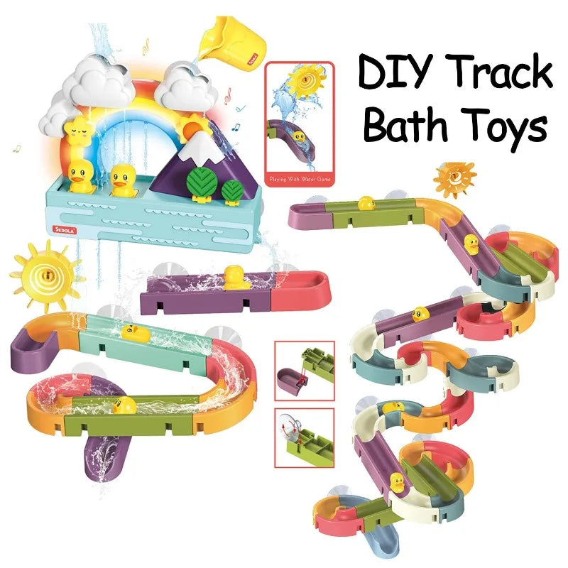DIY Track Slide Suction Cup Bath Toy Set for Kids
