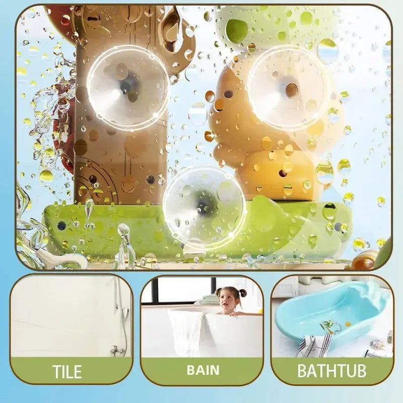 Duck & Flower Waterwheel Bath Toy with Suction Cup for Kids 0-12 Years