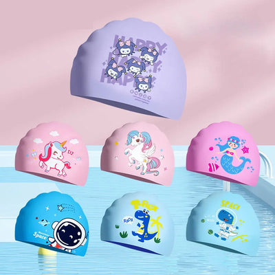 Children's Cartoon Silicone Swimming Cap - Waterproof & Comfortable
