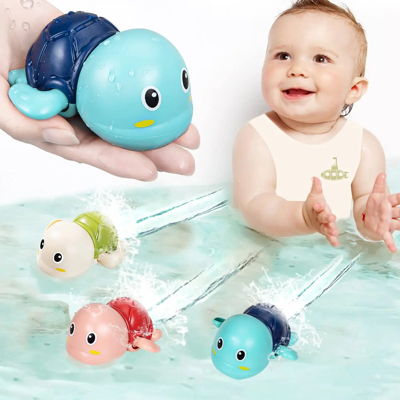 Ensemble de jouets de bain mécanique tortue nageuse et baleine