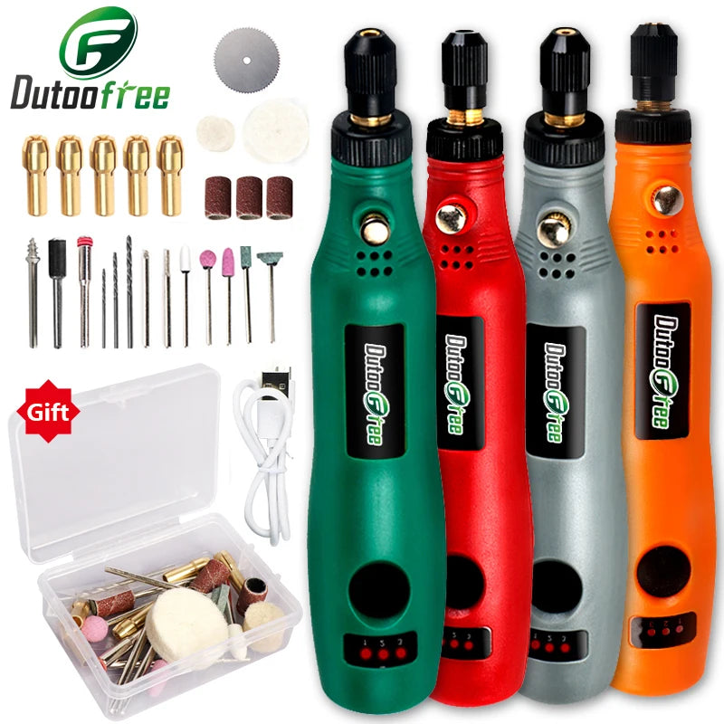 Mini perceuse sans fil, stylo de sculpture électrique, vitesse Variable, USB, perceuse sans fil, Kit d'outils rotatifs, stylo graveur pour meulage et polissage